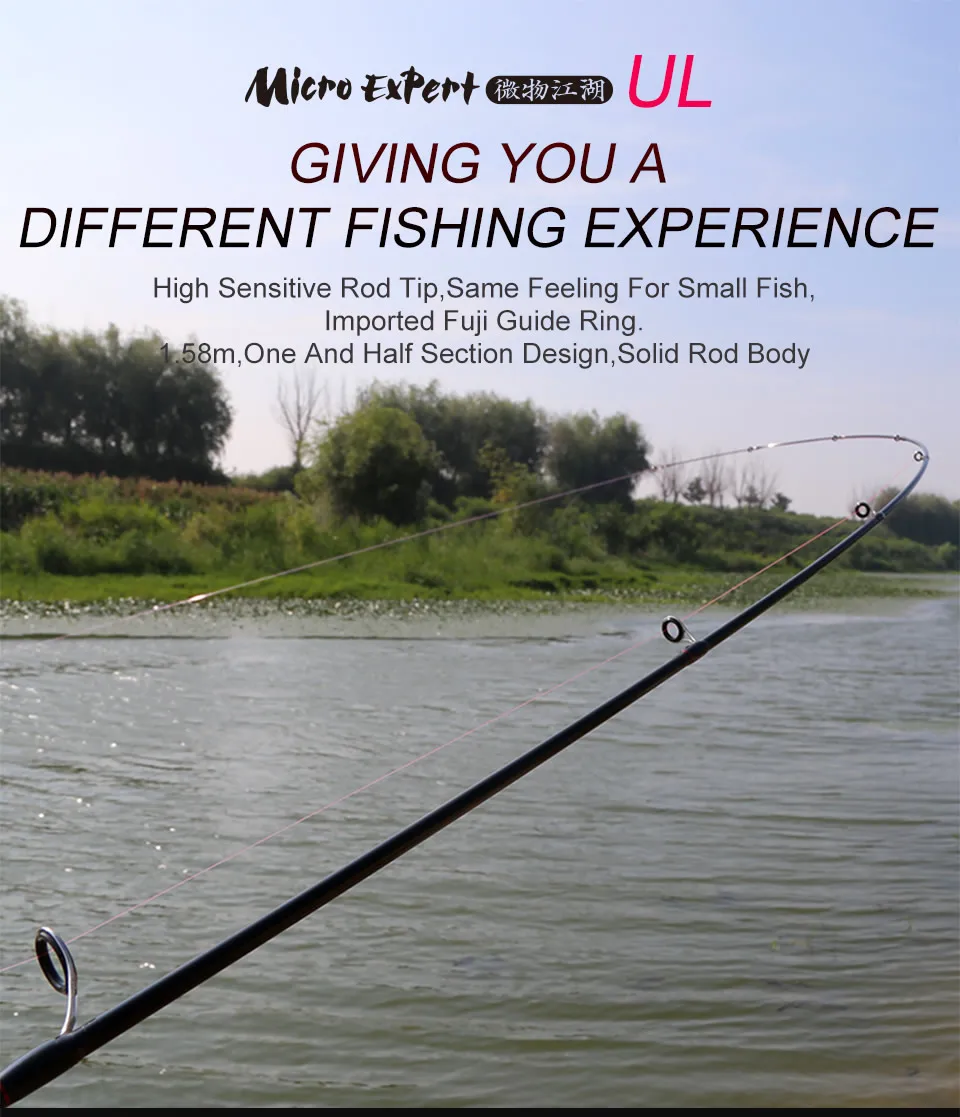Kingdom MICRO EXPERT KM Ultralight 1.58m Spinning Fishing Rods Carbon Casting Feeder Rod with solid rod Body Fishing Travel rods (1)
