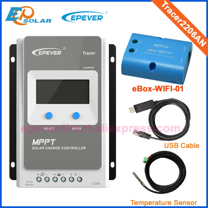 

Tracer2206AN 20A 20amps EPsolar EPEVER series LCD display 12V/24V auto switch battery charger work solar controller USB cable