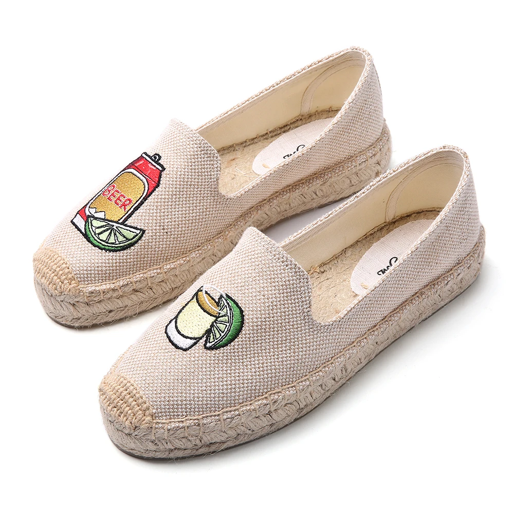 

Beige color, women platform espadrilles slippers