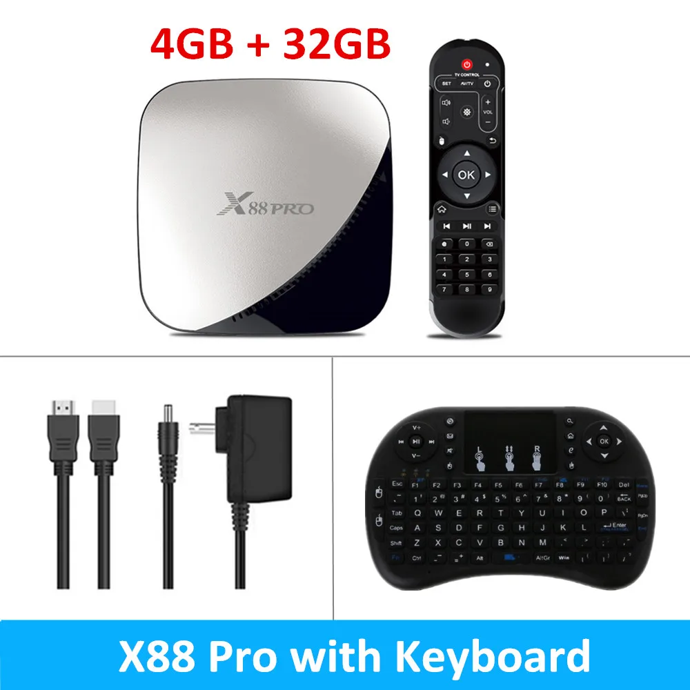 X88 PRO 9,0 Android tv Box Rockchip RK3318 4 Гб ОЗУ 3 2G B 64 ГБ H.265 4K голосовой помощник Google Netflix Youtube 2G 16G медиаплеер - Цвет: 4GB 32GB keyboard