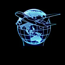 3D самолет Иллюзия пульт дистанционного управления Светодиодный настольный ночник лампа 7 цветов Сенсорная лампа Дети Семья праздник подарок домашний декор