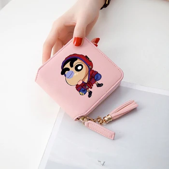 

2018 New Style 3d wallet Crayon Shin chan Short Zipper card wallet Girl Japanese Anime Tassel purses Mini Customize Accessories