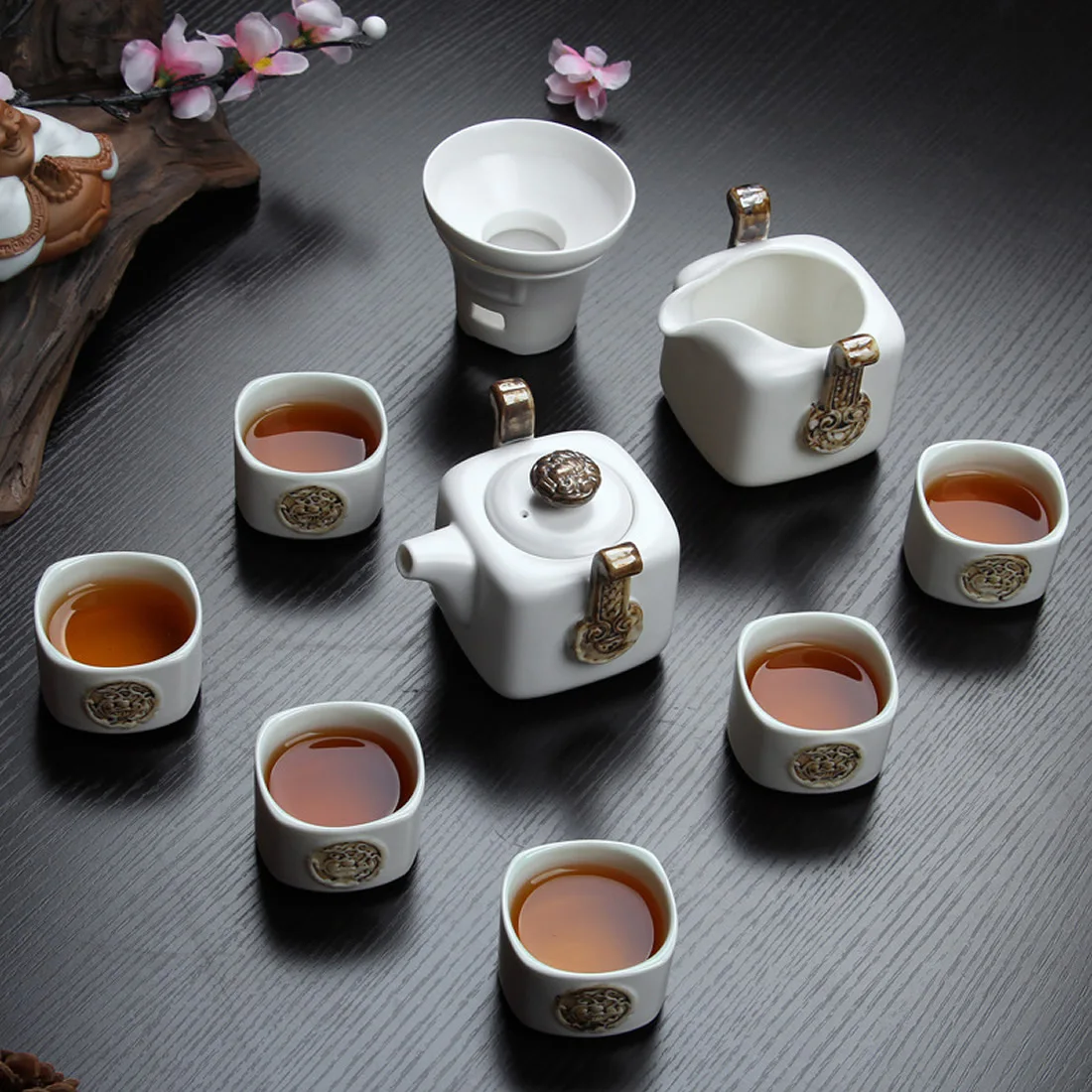 

Chinese Style Kung Fu Tea Sets Ceramic Portable Teacup Porcelain Service Tecups of Tea Ceremony Teapot Home Teahouse Drinkware
