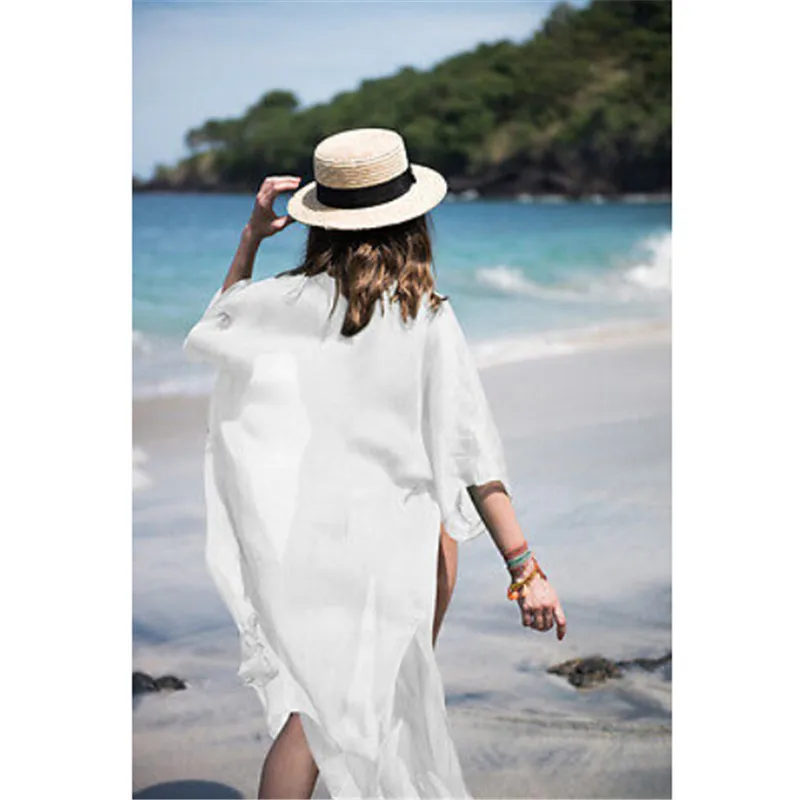 Summer Beach Cover Up Women Sexy Sarongs Bikini Tunic Crochet Bathing Suit White Robe De Plage Swimsuit Women Cover-Ups pareo