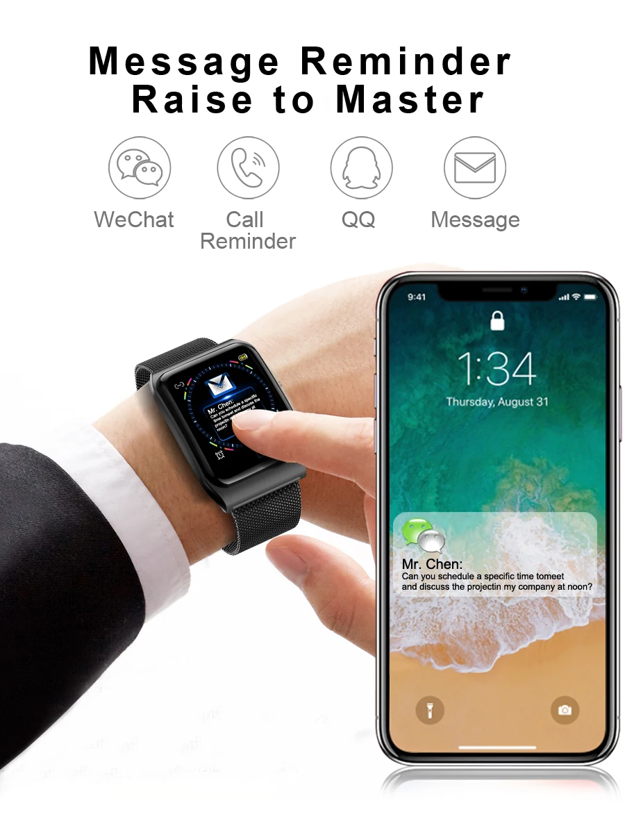AF6 кровяное давление пульсометр F9 Смарт наручные часы IP68 Водонепроницаемый для мужчин Спорт Bluetooth Smartwatch для IOS Android телефон
