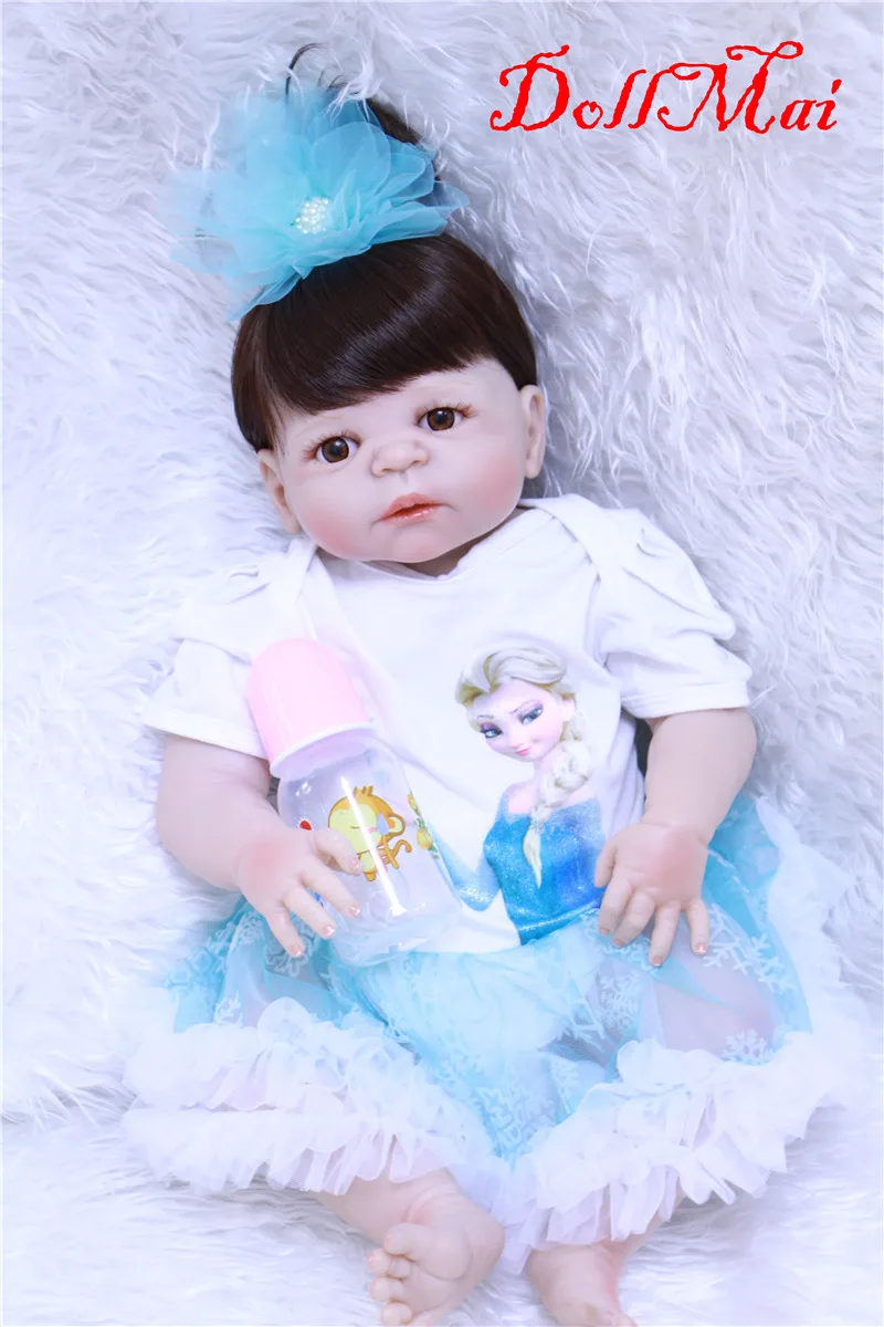 

22"55cm reborn full silicone babies dolls handmade vinyl bathe princess adorable girl bebe alive lol toy kids birthday present