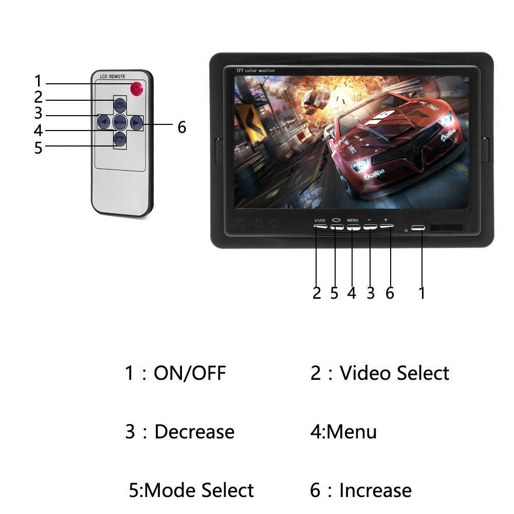 Camecho DC 12 V-24 V 7 дюймов TFT lcd автомобильный монитор дисплей+ 4 Pin IR камера заднего вида ночного видения для автобуса, дома, лодки, грузовика, RV