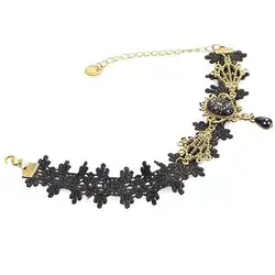 Модные женские винтажные черные цветочные кружева ножной браслет с цепочкой лодыжки сандалии браслет босиком