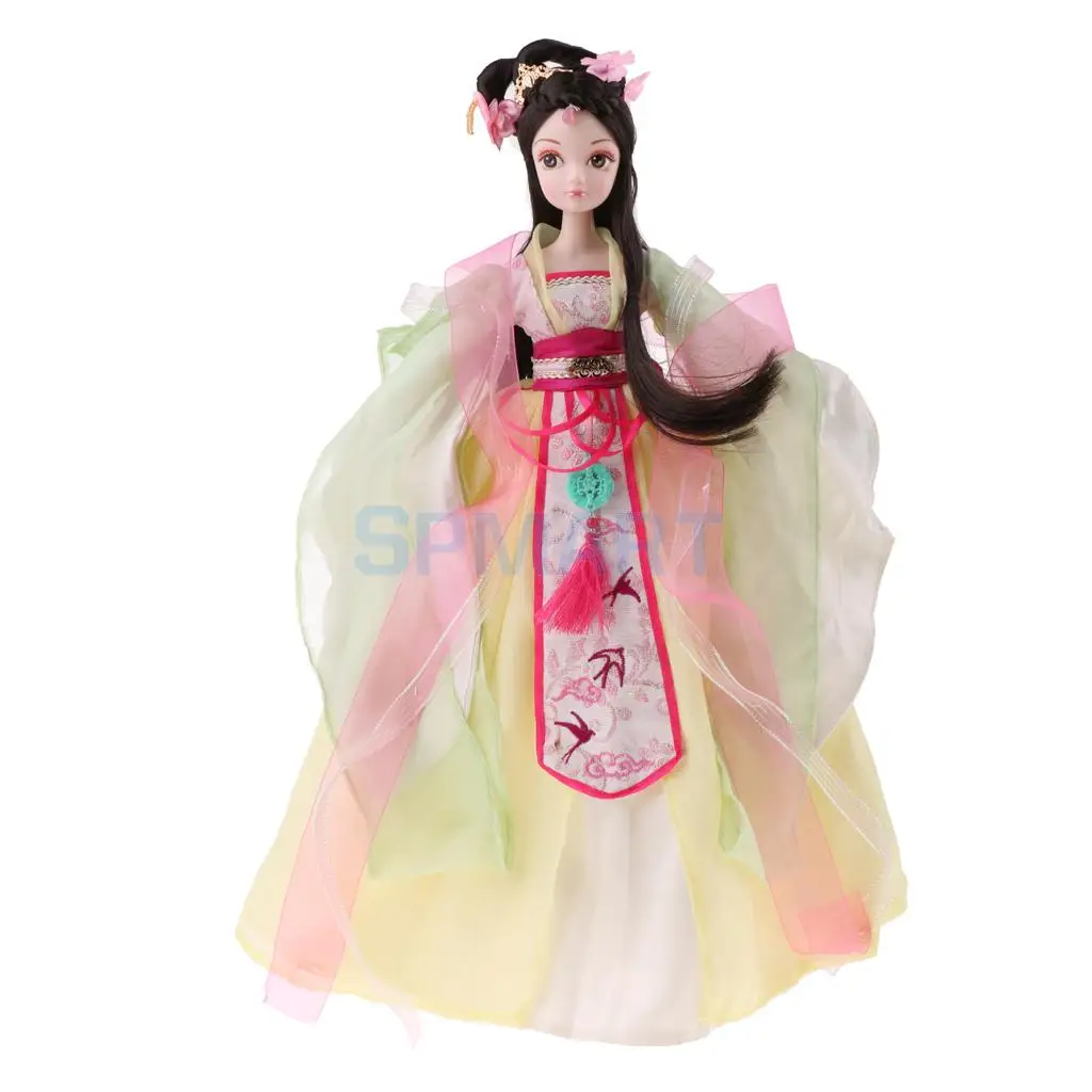 

Handmade 28cm Flexible 10 Joints Vinyl Body BJD Doll Chinese Fairy Style Making Postures Toy with Clothes & Stand Birthday Gift