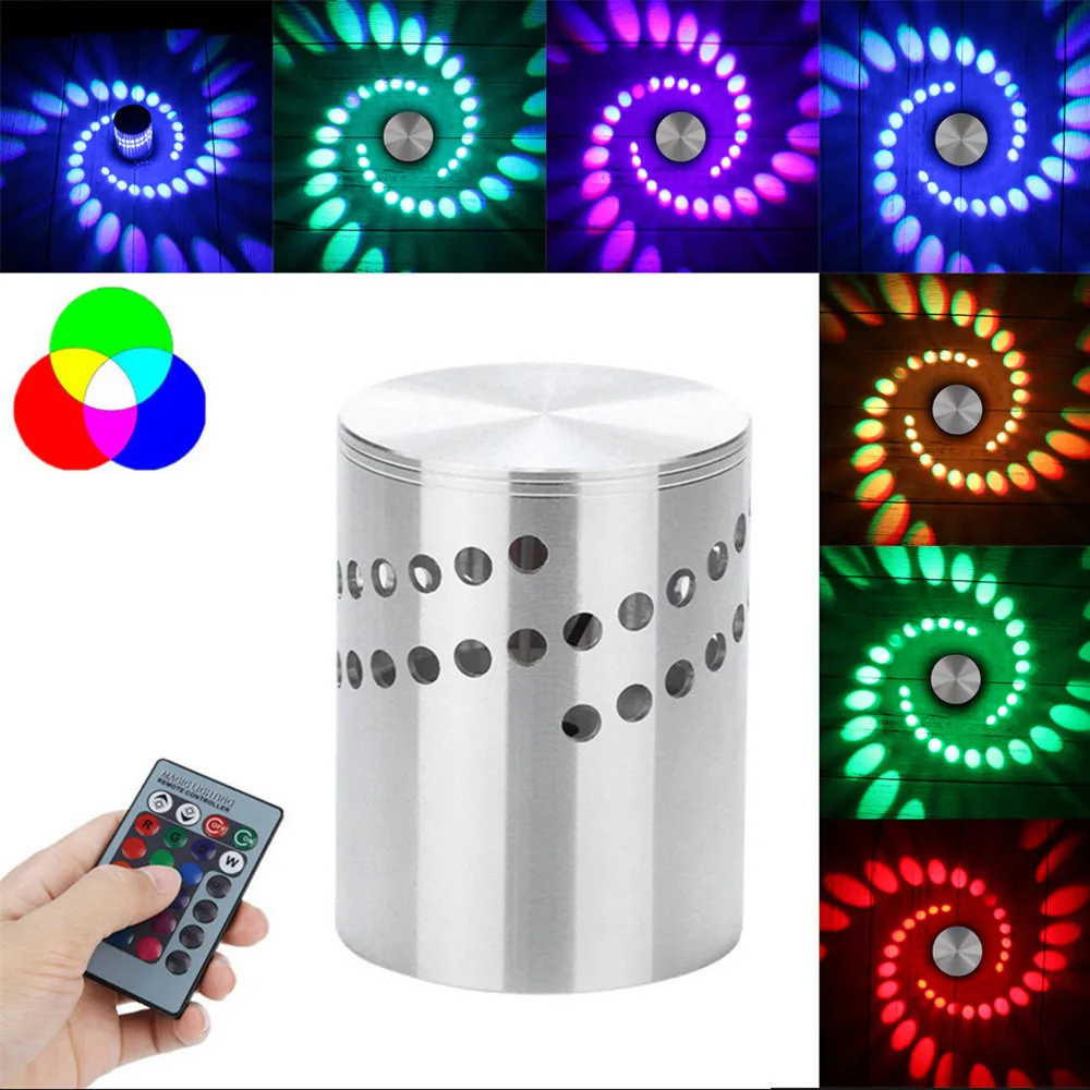 Высококачественный цветной RGB спиральный настенный светильник с отверстием для поверхностного монтажа светодиодный светильник освещение Прямая