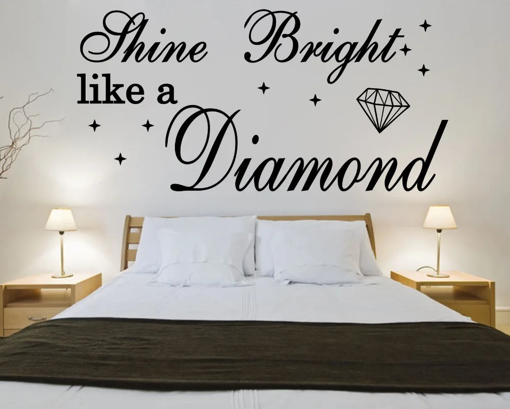 "Shine Bright Like A Diamond" Rihanna Vinyl Quote Wall Sticker Song Lyrics Home Decal Wall