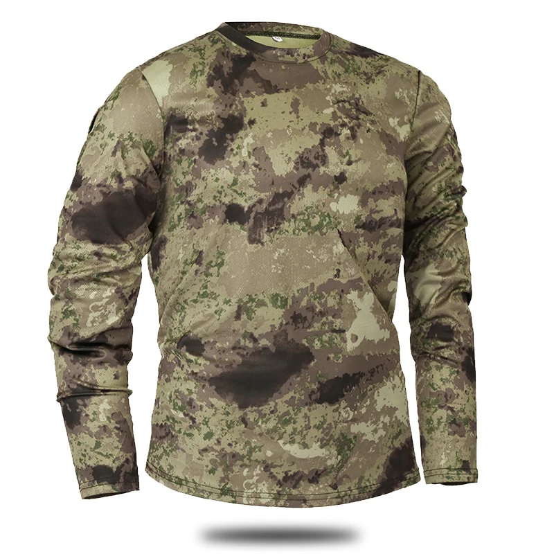 Billige Mege Marke Kleidung Neue Herbst Frühling Männer Langarm Taktische Camouflage T shirt camisa masculina Quick Dry Military Armee hemd