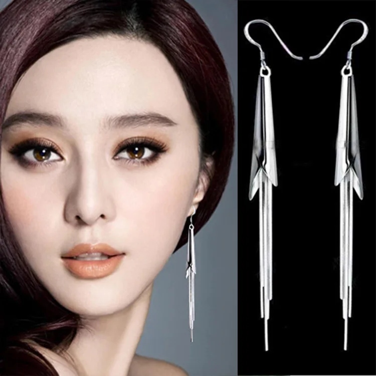

LUKENI Classic Long Tassel Woman Earring 925 SilverHorseshoe Lily long Tassel Earrings female burst factory direct HOT SALE