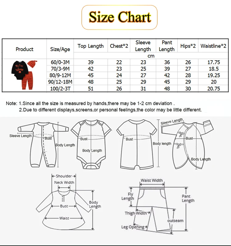 3pcs Halloween baby clothes set punkin hat pants long sleeve O-Neck romper