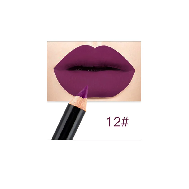 12 Colors Brand Lip Pencils Matte Lipliner Pencil Waterproof Makeup Long Lasting Lip Liner Pencil Set Beauty Makeup Cosmetic - Цвет: Лиловый