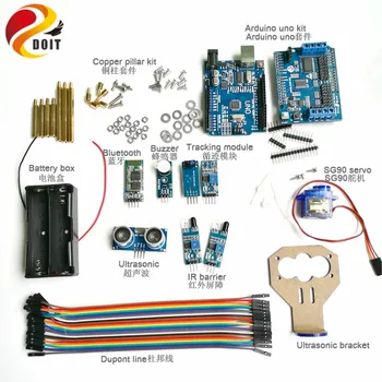 

1 Set Bluetooth Control Kit with Arduino UNO R3 Board+Motor Drive Shield Board+Ultrasonic Sensor for Tracking Obstacle DIY