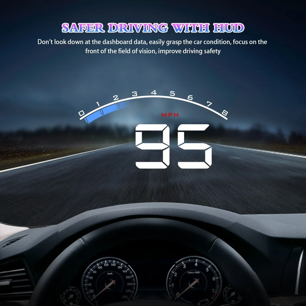 Car M6 HUD Head Up Display OBD2 3.5 Inch Projector Auto Digital Car Driving Data Display Speed Warning Alarm Car Accessories