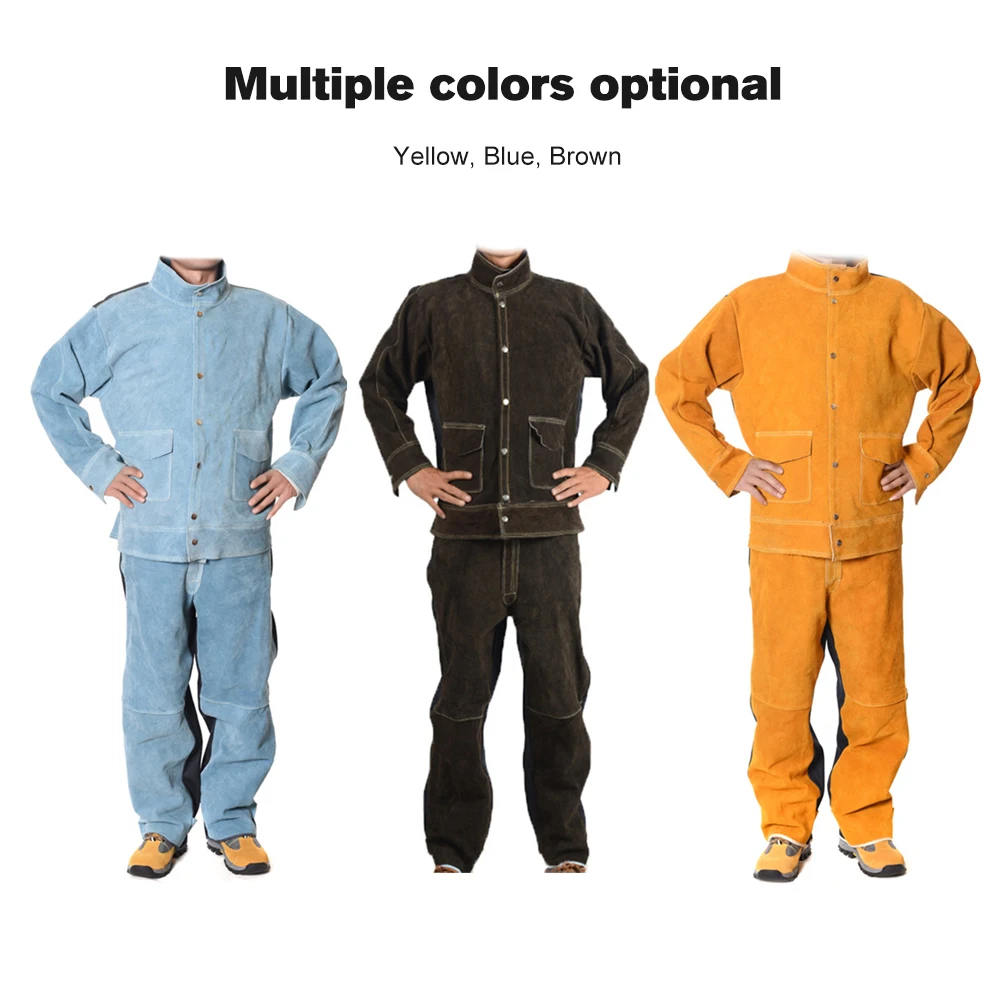 Buy Cowhide+Jean Welding Suits Heat Resistant Heavy