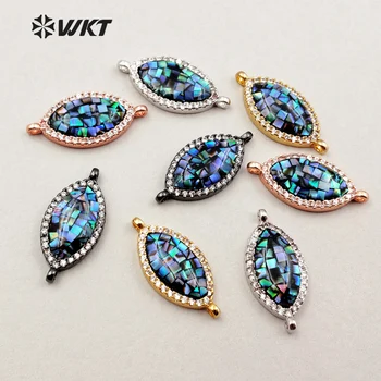 

MC237 Delicate Eye Shape ZC Micro Pave Connector Fashion Jewelry Design Findings Beautiful Abalone Shell Connector