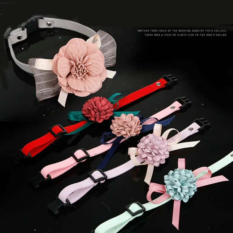 

3D Flower Bowknot Cat Collar Soft Flocking Breakaway Quick Release Adjustable Pet Collar for Small Dogs&Cats Pet Accessories