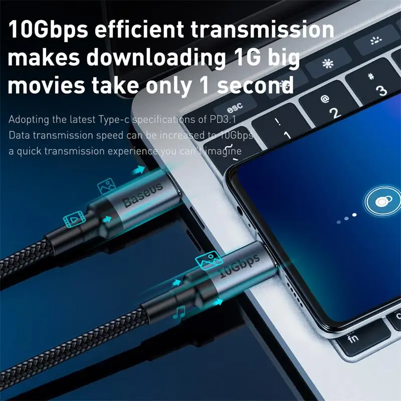 Кабель Baseus usb type-C-USB C для samsung S9 S8 Note 9 8 PD3.1 QC3.0 60 Вт Быстрое Зарядное устройство USB C кабель для Macbook Pro huawei P20