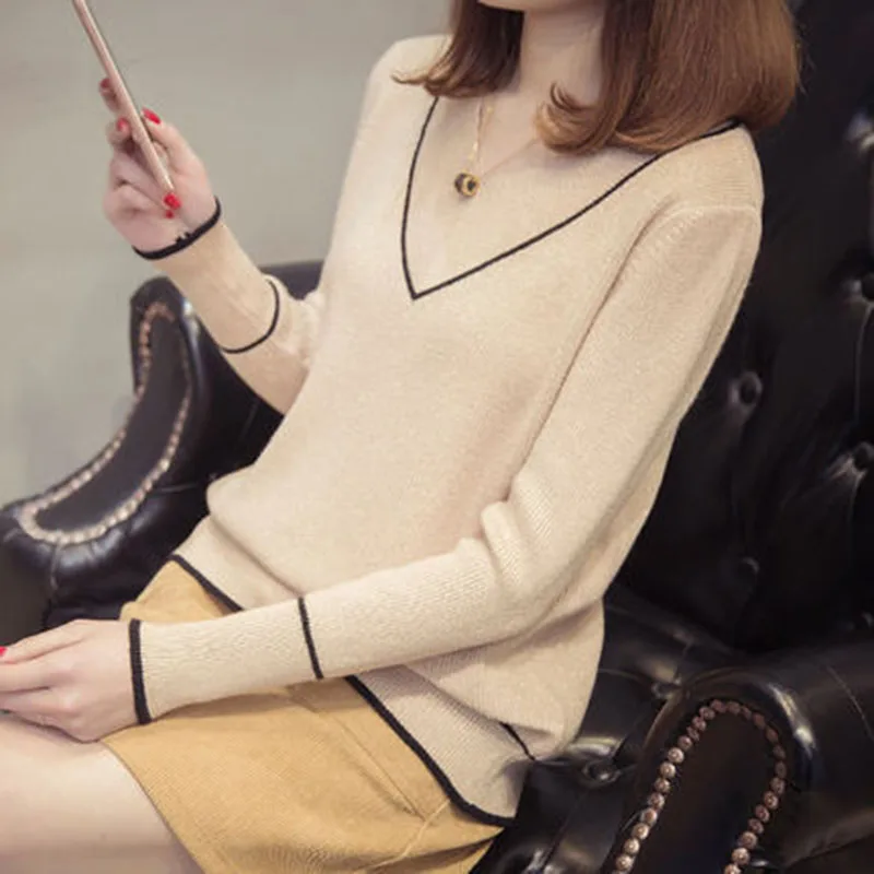 Sweater V-Neck Women Fashion spring Autumn Knit Sweater Slim Sexy Pullovers Coat Female Blouse Knit Sweater RQ191 Sweater V-Neck Women Fashion spring Autumn Knit Sweater Slim Sexy Pullovers Coat Female Blouse Knit Sweater RQ191