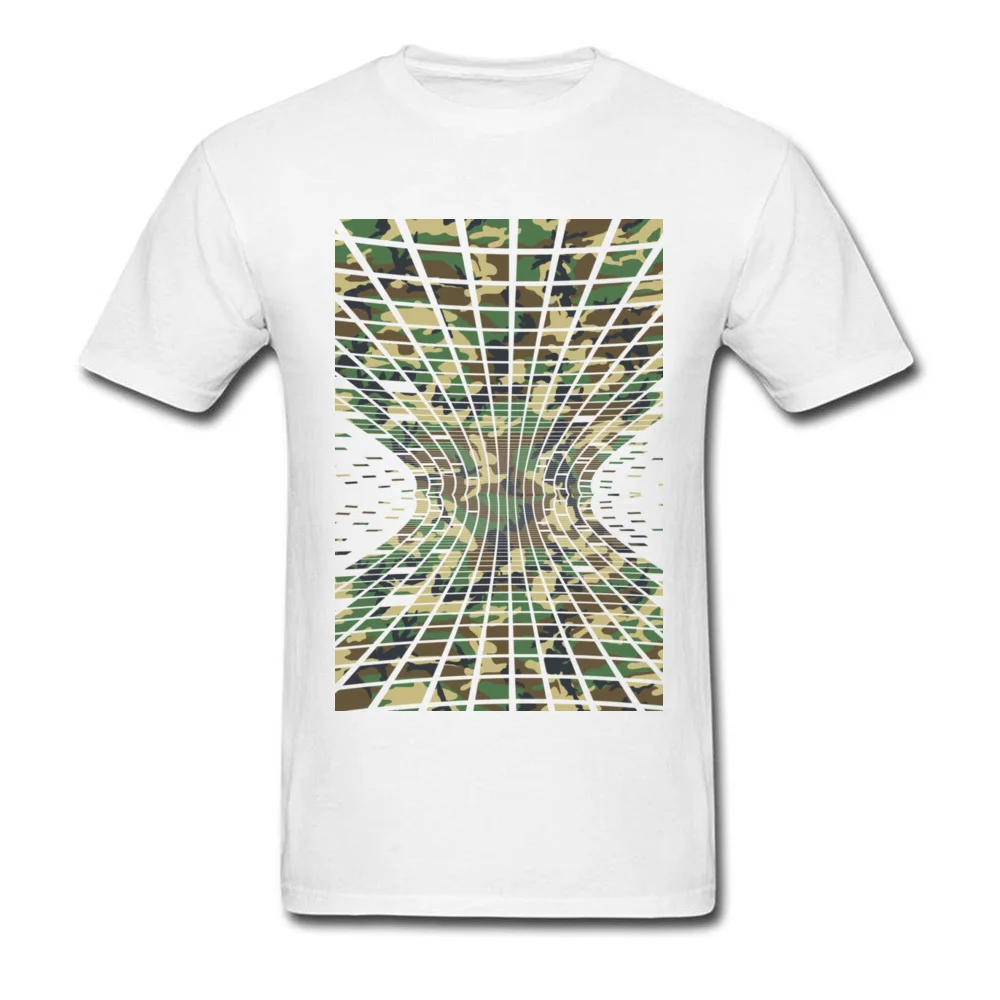 Faddish Tiled Warped Camo Birthday T-shirts Crew Neck 100% Cotton Men Tees Short Sleeve Fall Birthday Tee-Shirt Tiled Warped Camo white