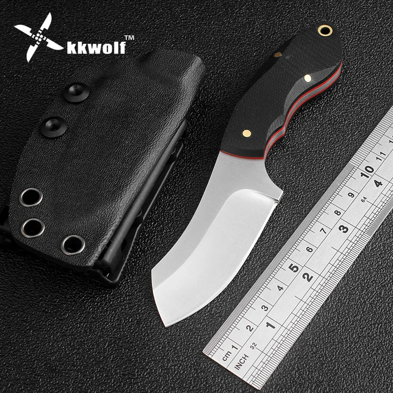 Comprar KKWOLF cuchillo de hoja fija pequeño 9CR18MOV cuchillo de bolsillo CR 59HRC cuchillo de supervivencia de camping afilados cuchillos de caza K vaina EDC herramienta de rescate