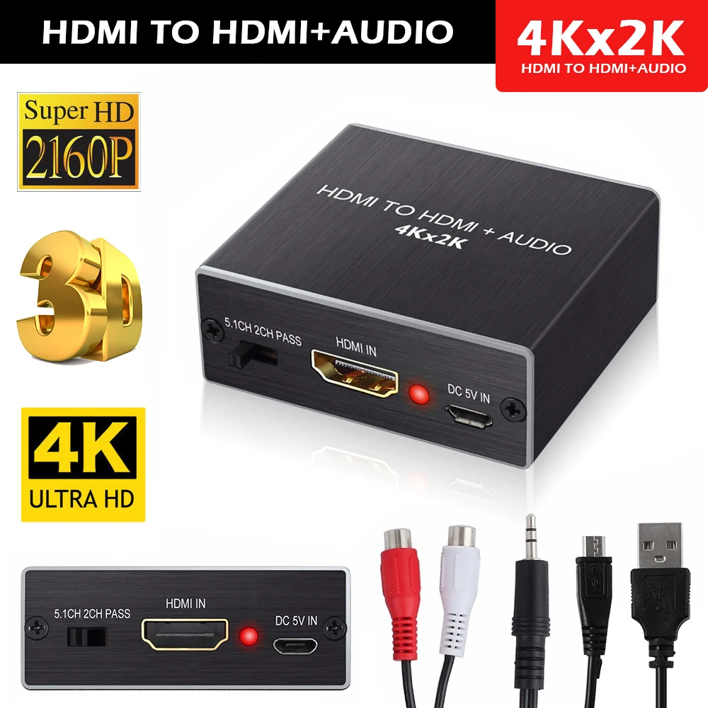 

New HDMI Audio Extractor HDMI To HDMI with Optical TOSLINK SPDIF + 3.5mm Stereo Audio Extractor Converter HDMI Audio Splitter