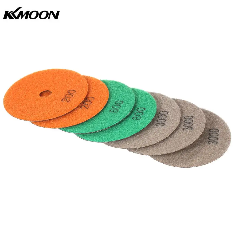 KKmoon 7pcs/Set 4" Diamond Dry Polishing Pads Grinding Disc for Granite