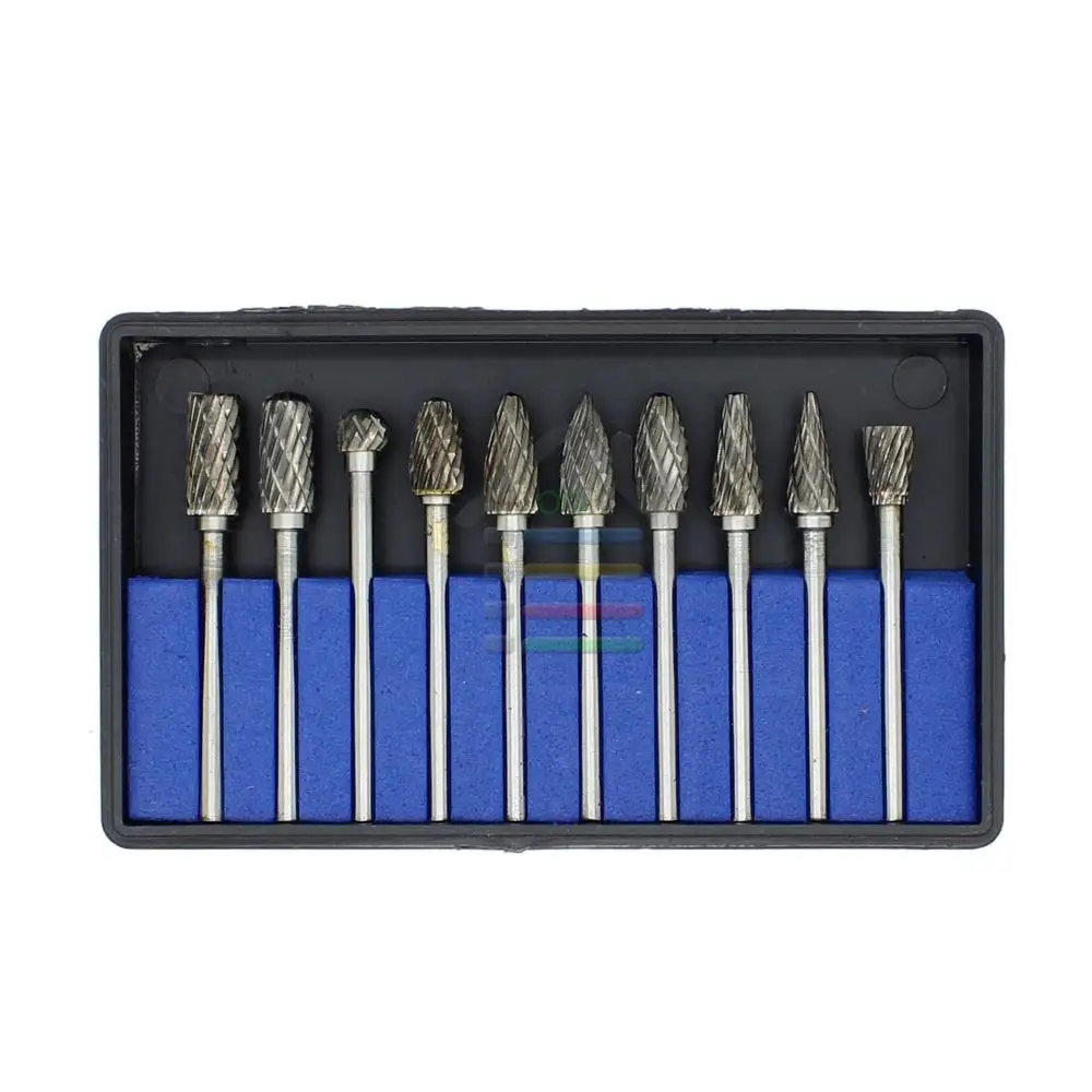 

10PC 1/8" Tungsten Carbide Rotary Burrs Set Dremel Accessories for Rotary Tools Milling Cutter Engraving Bits
