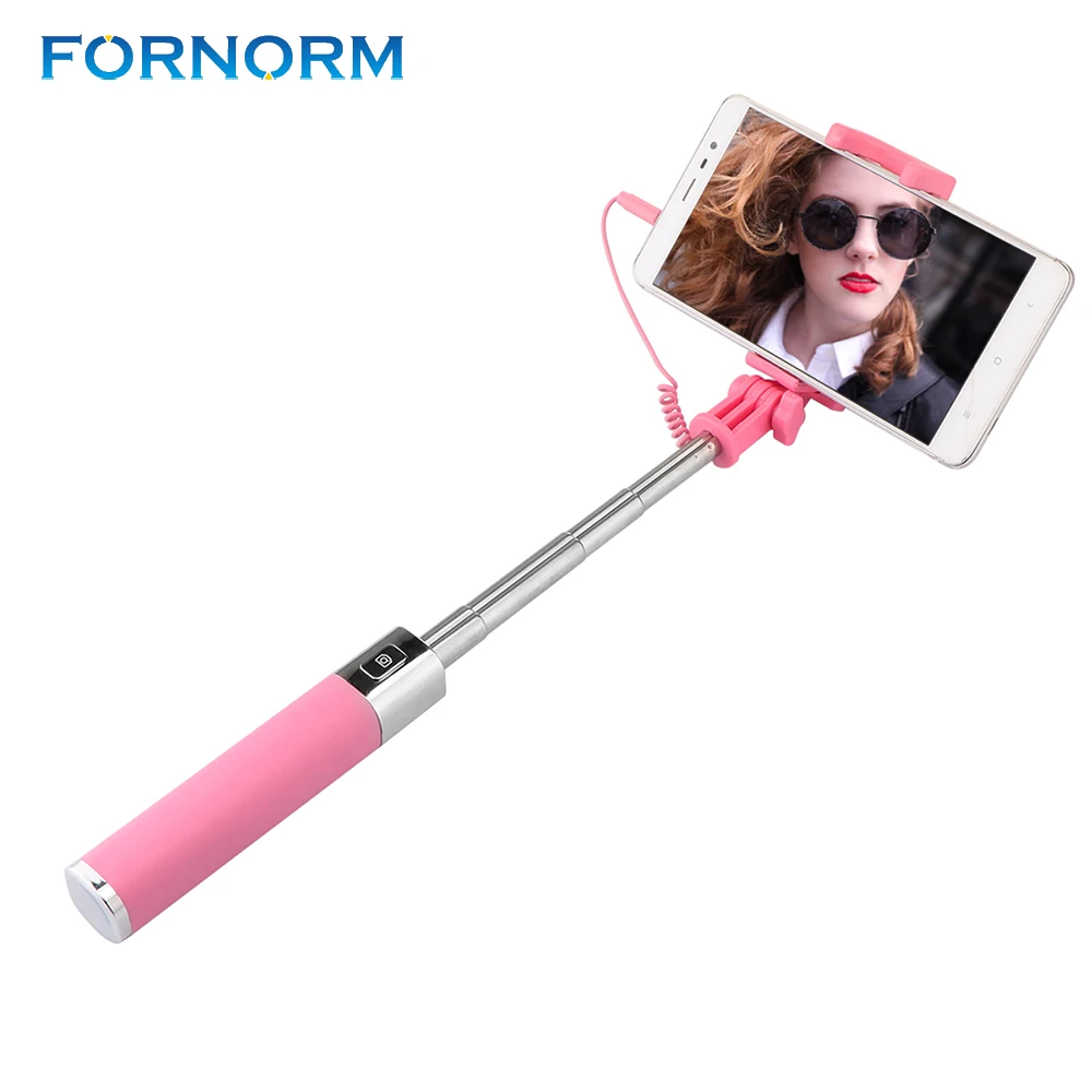 FORNORM Foldable Selfie Stick with Rear Mirror Fill Light Adjustable