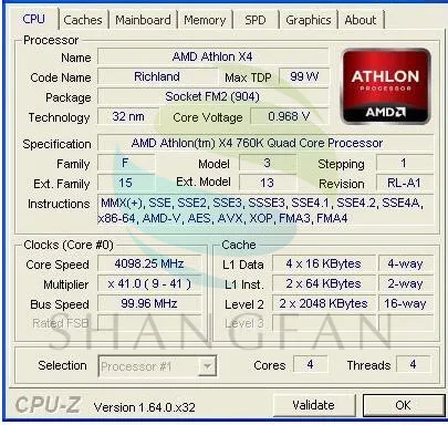cpu core AMD Athlon  X4 760 X4 760K X4-760K AD760KWOA44HL Quad-Core  3.8GHz 4MB 100W Quad-Core CPU Processor Socket FM2 cpus