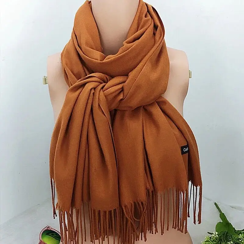 Сплошной цвет мягкий женский шарф кашемировые шарфы Дамская Летняя Шаль Обертывание осень зима Пашмина унисекс женский хиджаб повязка на голову
