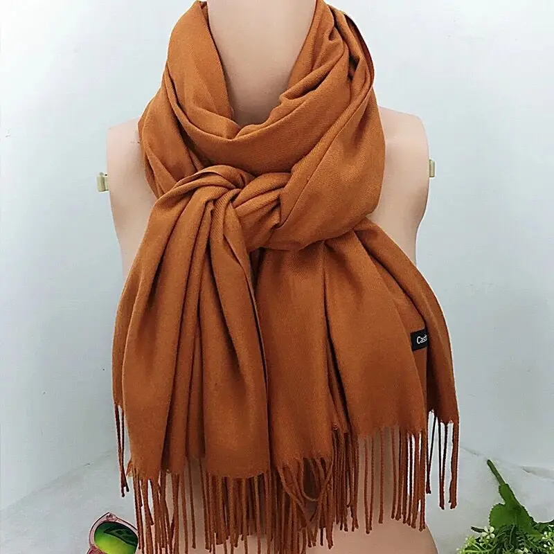 

2021 solid color soft women scarf cashmere scarves ladies summer shawl wrap autumn winter pashmina Unisex female hijab headband