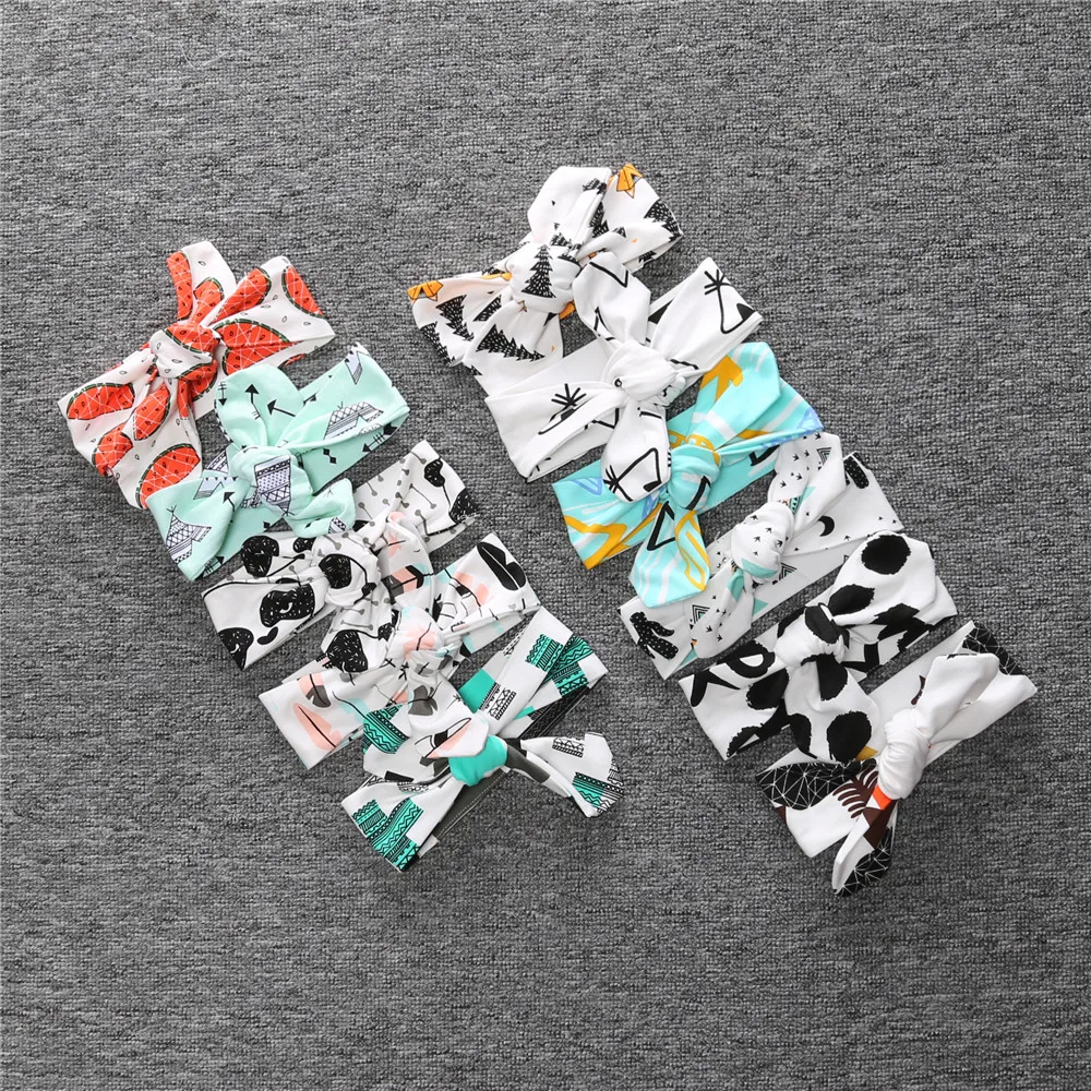 

TK-125 New arrived fashion Baby Bandana headband girl children rabbit ear cat Bows Turban Head Wrap Headband headwraps 2019