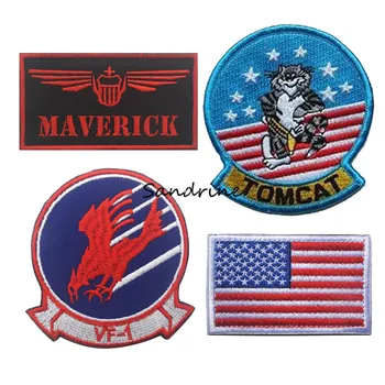 

Us navy flight suit TOM Cat Military Army Tactical Embroidery Patches For Clothes Clothing Emblem Appliques Badges