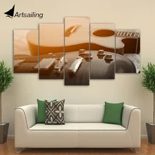 HD Printed 5 Piece Canvas Art Classical Guitar Painting Music Instrument Wall Pictures for Living Room Free Shipping CU-1884C