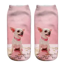 Модные 3D милые короткие носки женские студенческие Harajuku принт Kawaii Животные Собака теплые лодыжки забавные носки для девочек подарок на