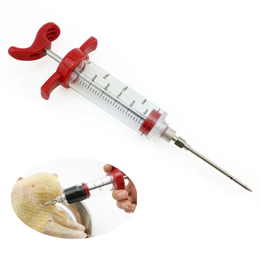 Portable Marinade Injector Flavor Syringe Cooking Meat Poultry Turkey Chicken BBQ Tool Cooking