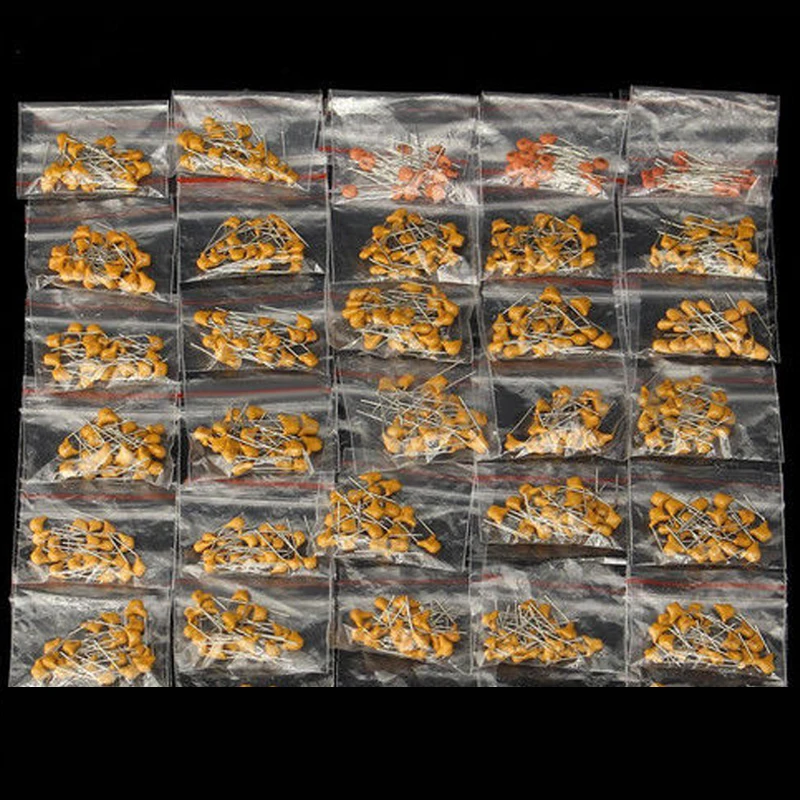 

300pcs/lot Ceramic capacitor pack 2PF-0.1UF 30 values*10pcs Electronic Components Package ceramic capacitor Assorted Kit samples