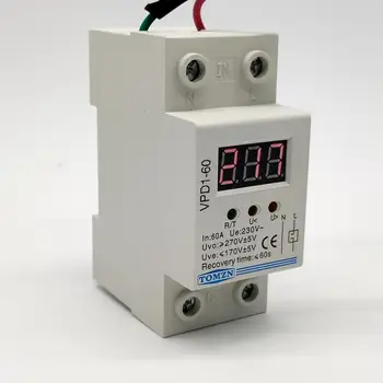 

40A 60A 220V automatic reconnect over voltage under voltage protection protective device relay with Voltmeter voltage monitor