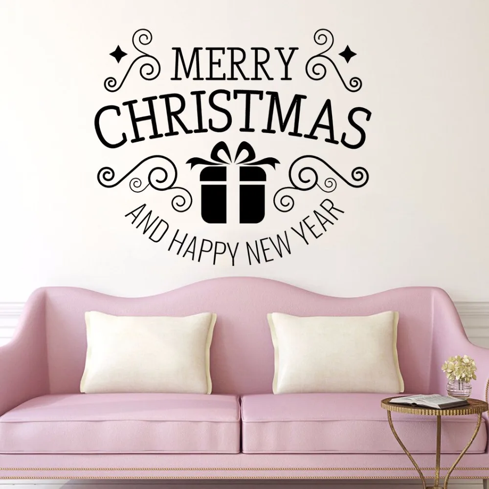 

Holiday Quote Vinyl Decal Merry Christmas Vinyl Wall Sticker Kids Room Decor Happy New Year Wall Mural Window Decoration AY1566