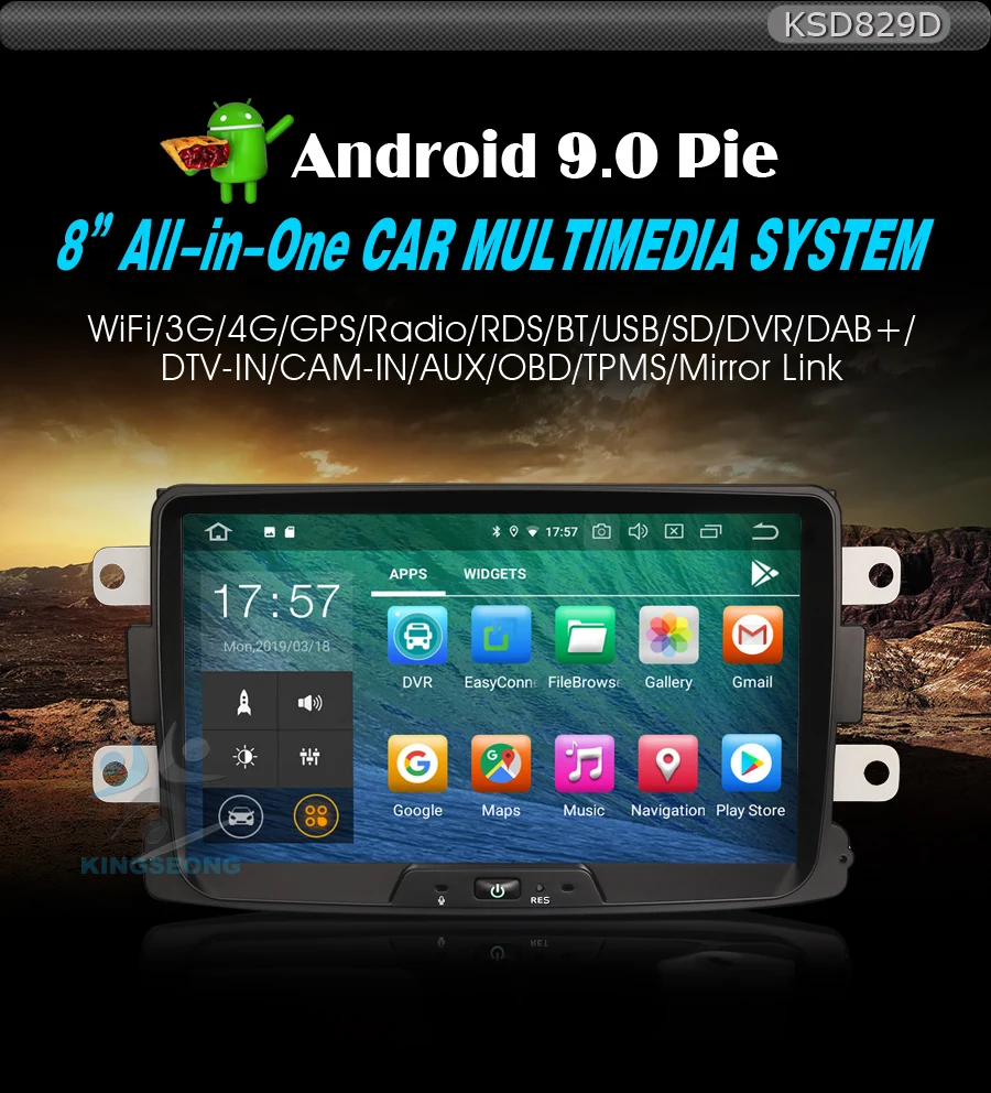 Sale 8" DAB+ Autoradio Android 9.0 Car stereo GPS for Renault Dacia Duster Logan Sandero Dokker WIFI+4G Radio DVR Bluetooth 0
