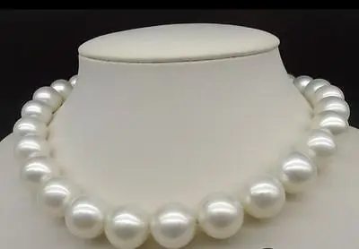 

Free shipping hot sale Women Bridal Wedding Jewelry >>Huge 17"12-13mm Natural South genuine white round nuclear pearl necklace