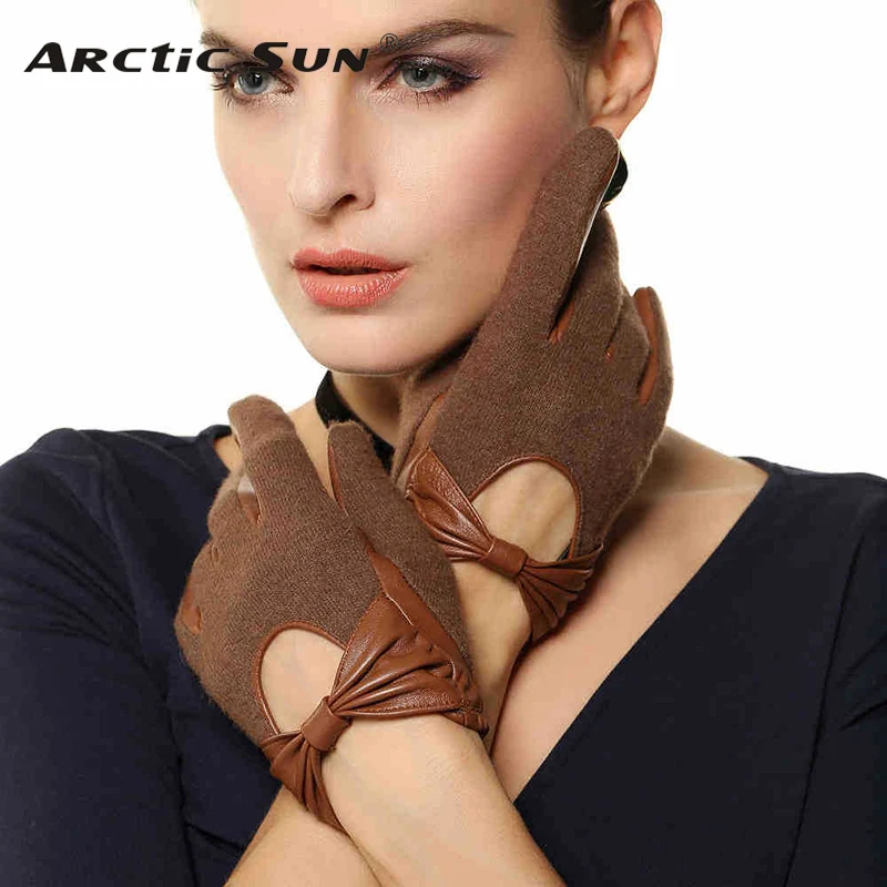 

free shipping lady sheepskin gloves fashion wirst Genuine leather gloves women winter warm leather driving gloves