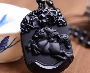 

The new natural spot new folk style Obsidian Paul Ma Cifu is a horse Zodiac Pendant and a couple