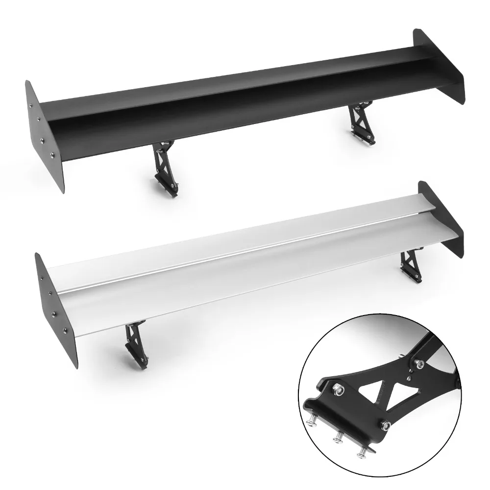 

Areyourshop Car Universal Aluminum Adjustable Double Deck GT Rear Wing Racing Spoiler with Screw Bracket Car Styling Parts