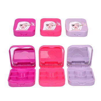 

1pc Plastic Cute Bow False Eyelash Storage Box Makeup Cosmetic Mirror Case Organizer eyelash storage secado pinceles maquillaje