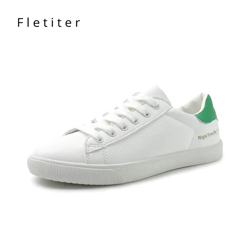 

Fletiter Genuine Leather Women's Flat Shoe Women Soft Breathable Sneakers Black White Lace Up Woman Casual Flats Female Footwear